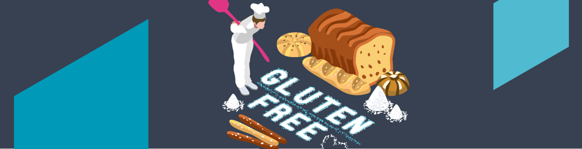 Image of chef in white chef hat looking at gluten free bread