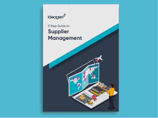 Image of a booklet. Front page reading 5 step guide to supplier management.
