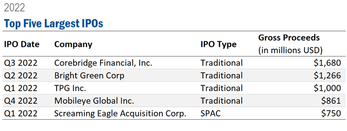 2022 Top 5 largest IPOs. Ideagen Audit Analytics