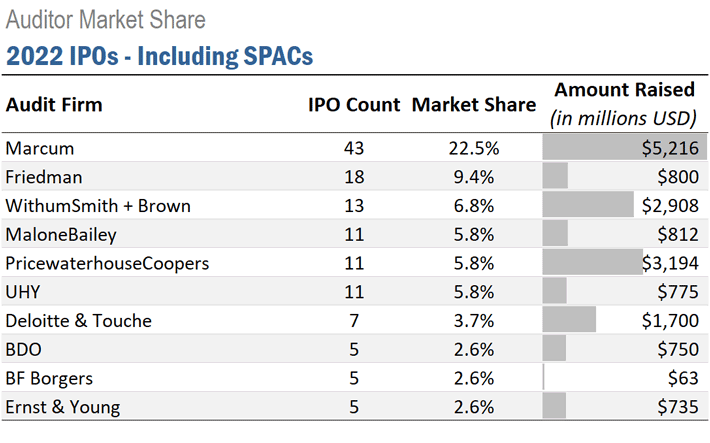 2022 IPOs including SPACs. Ideagen Audit Analytics
