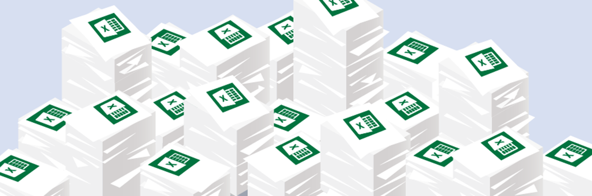 illustration showing piles of spreadsheets